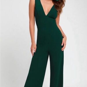 Lulu's Deep Green Sleeveless Jumpsuit